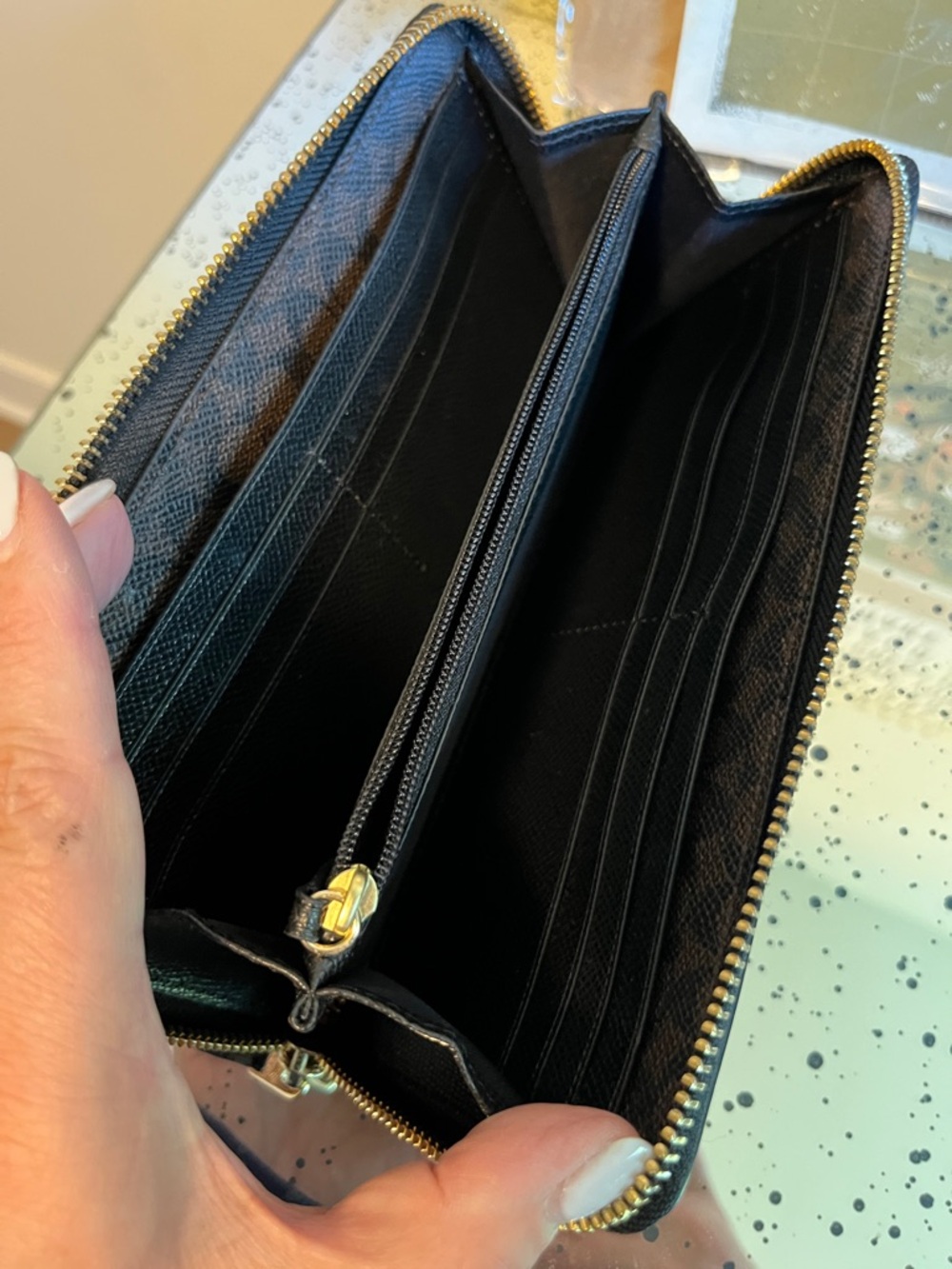 EUC Coach Black Saffiano Leather Zip Wallet with Gold Logo - Picture 6 of 8
